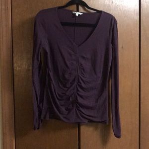 CAbi rouched front eggplant purple top